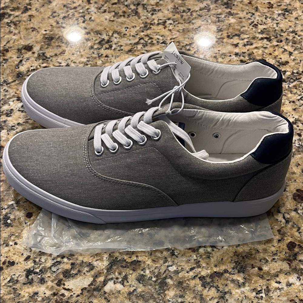 J. Crew Gray and White Sneakers